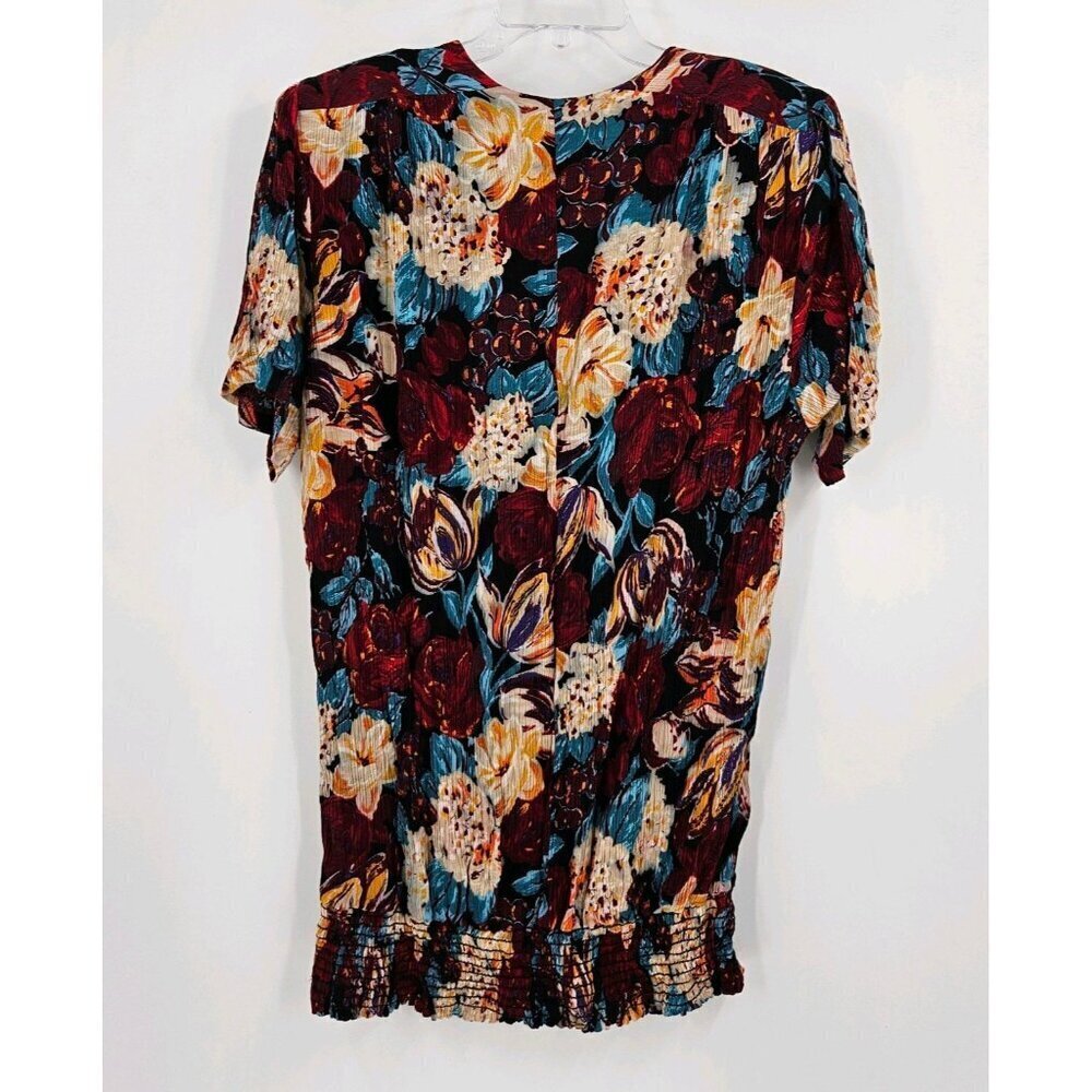 Sharon Anthony Floral Print Vtg Top/Skirt Set Womens Sz 22 Ruffle Pullon Skirt - Picture 3 of 9